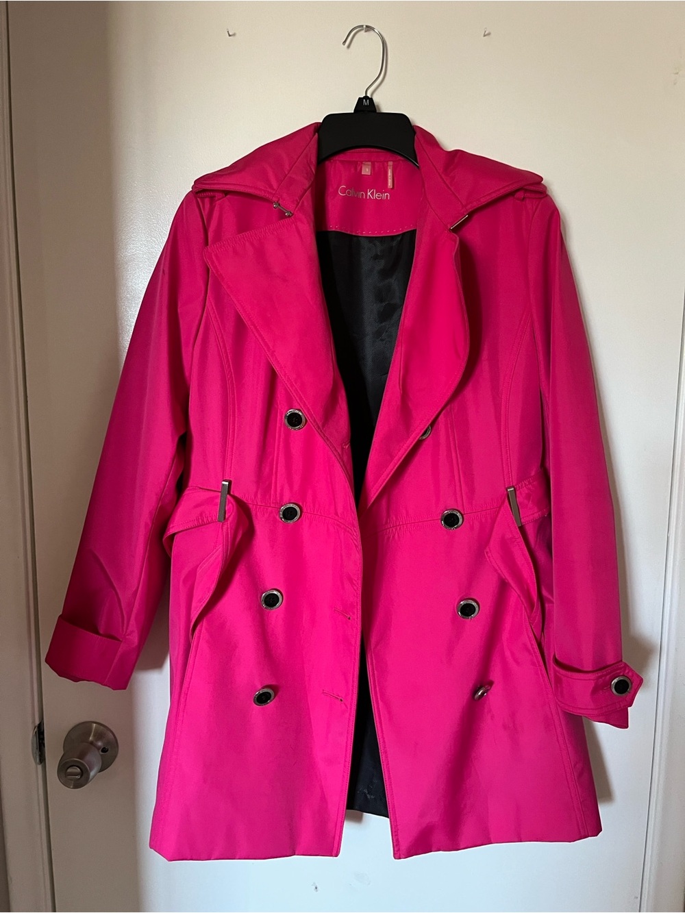 Calvin Klein Bright Pink Double-Breasted Trench Coat